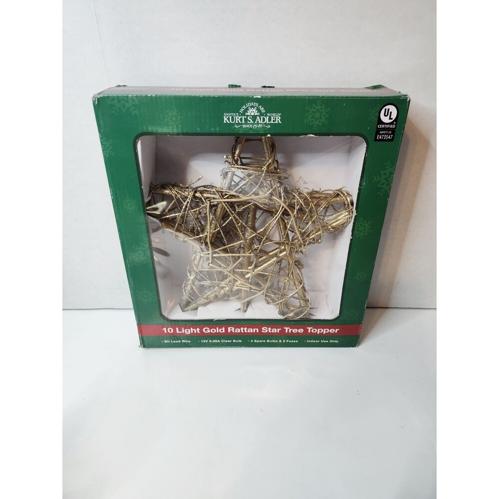 Santa's World Kurt Adler Natural Rattan Star Tree Topper for Christmas Tree Xmas